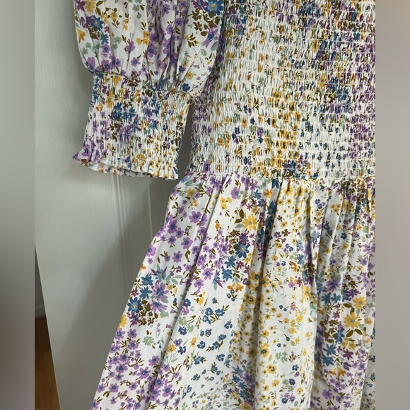 1. State Floral Puff and Smocked Sleeve Smocked Bodice Dress - Picture 7 of 11